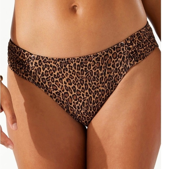 Tommy Bahama Hipster Bikini Bottom reversible leopard black size L - Picture 1 of 6